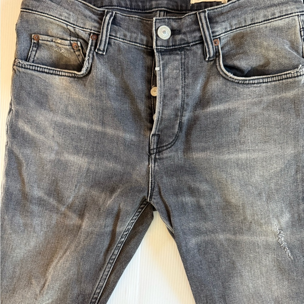 All Saints Jeans Mens 32x33 Black Denim Cigarette Skinny Straight Stretch Work‎ - Picture 3 of 11